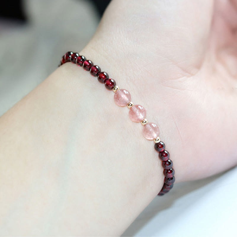 KarmaRipple's Authentic Garnet Strawberry Quartz Calm Bracelet p17