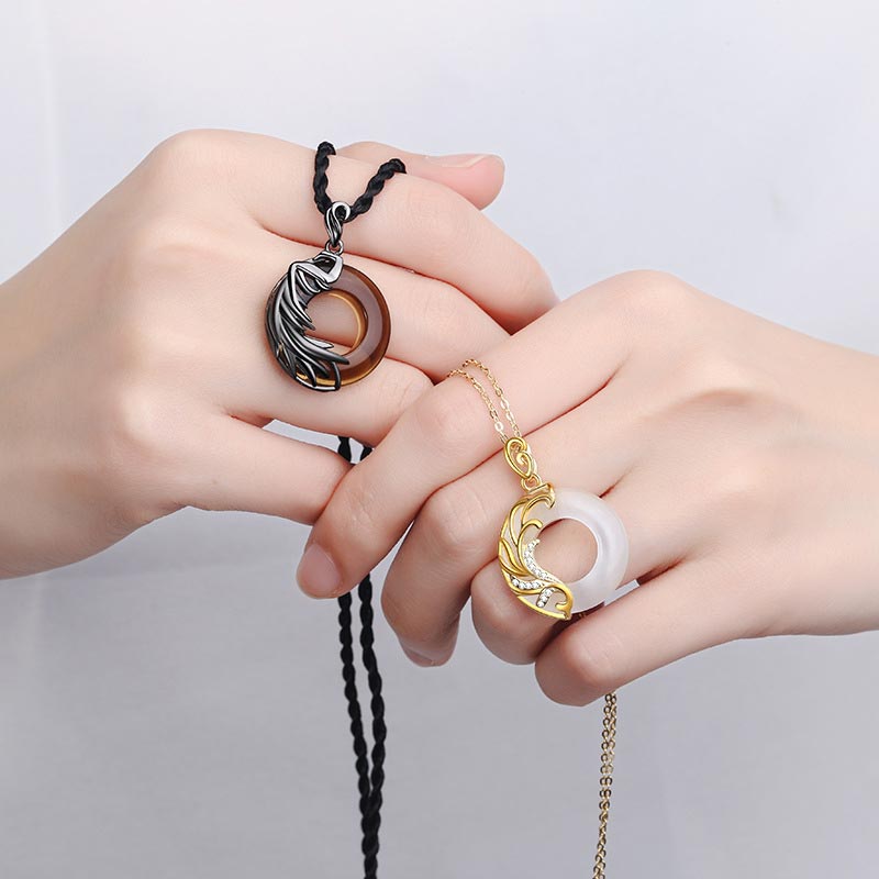 KarmaRipple's Obsidian Chalcedony Meditation Round Necklace Pendant p3