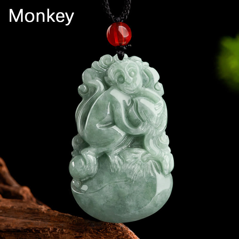 KarmaRipple's Authentic Green Jade 12 Chinese Zodiac Fortune Prosperity Pendant Necklace p35