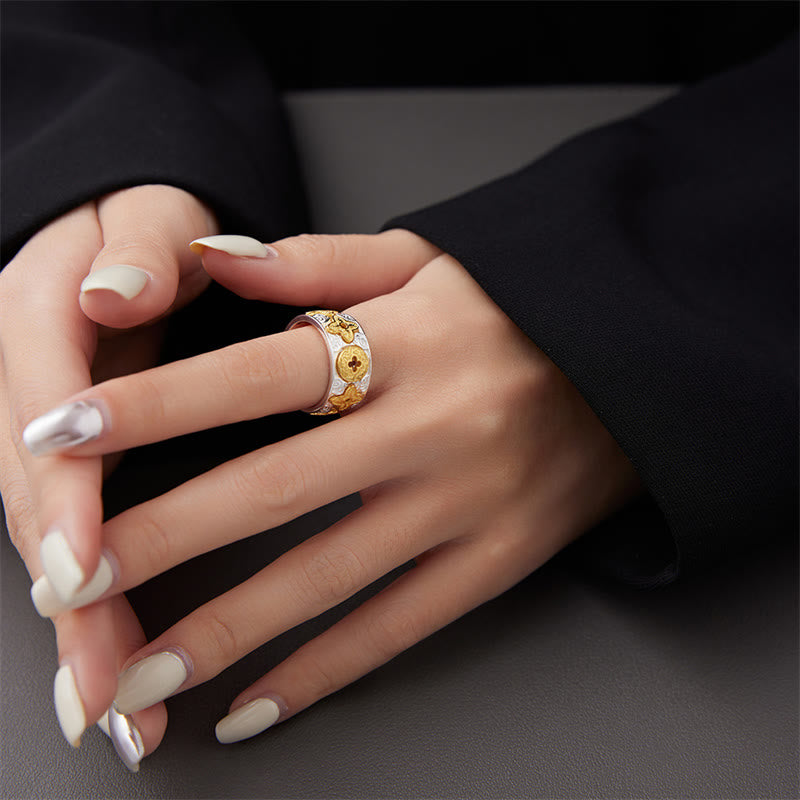 KarmaRipple's 925 Sterling Silver Vintage Tang Dynasty Flower Design Fortune Ring p5