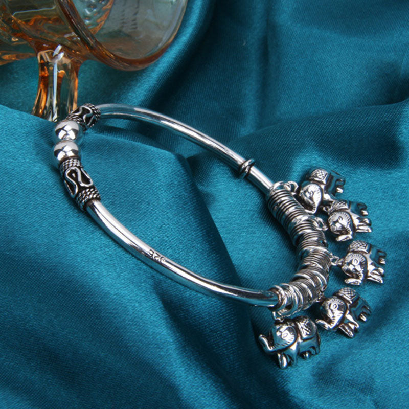 KarmaRipple's 925 Sterling Silver Elephant Strength Bracelet Bangle p7