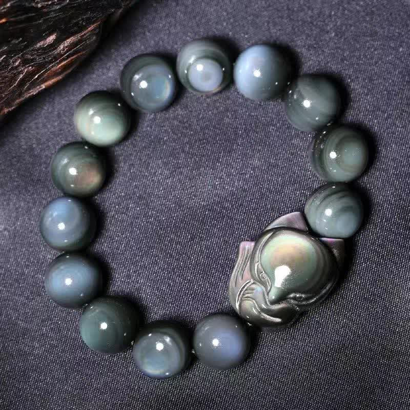 KarmaRipple's Rainbow Obsidian Fox Balancing Positive Bracelet p8