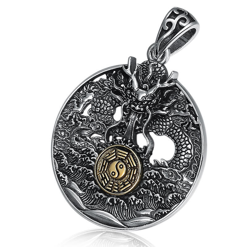 KarmaRipple's Dragon Waves Yin Yang Bagua Fortune Strength Pendant Necklace p6