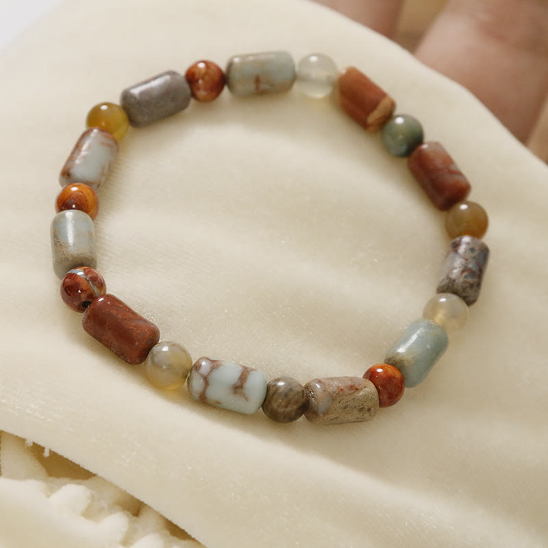 KarmaRipple's Authentic Stone Sea Sediment Jasper Agate Protection Bracelet p1