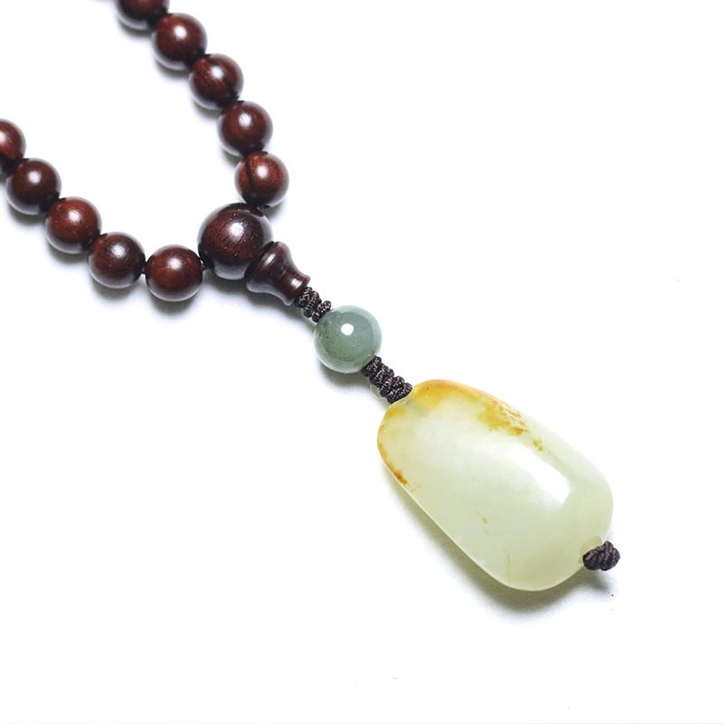 KarmaRipple's Tibetan Small Leaf Red Sandalwood Jade Mala Meditation Bracelet p3