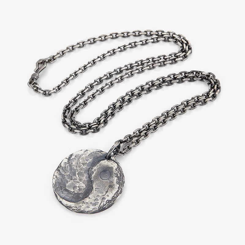 KarmaRipple's 990 Sterling Silver Yin Yang Hammer Texture Balance Pendant Necklace p10