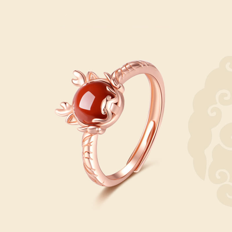 KarmaRipple's ???A Flash Sale- 925 Sterling Silver Year of the Dragon Cinnabar Red Agate Dragon Protection Bracelet Pendant Necklace Earrings Ring p15