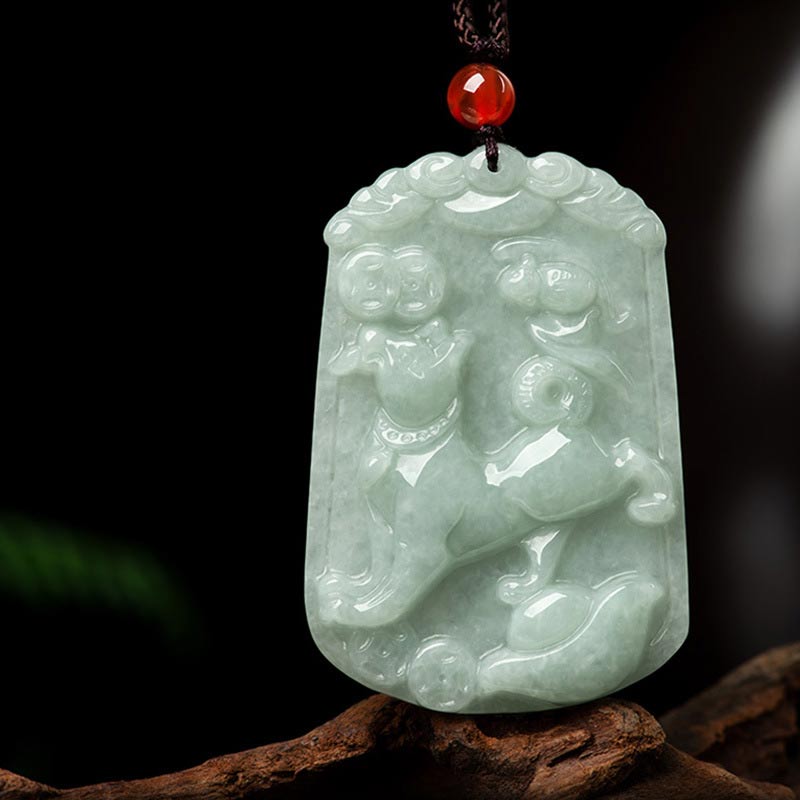 KarmaRipple's Authentic Jade 12 Chinese Zodiac Abundance Amulet Necklace Pendant p11