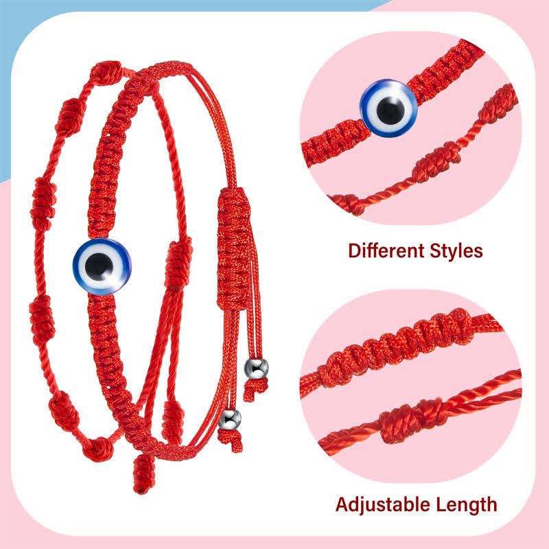 KarmaRipple's 4Pcs Evil Eye Seven Weave Red String Protection Bracelet p7