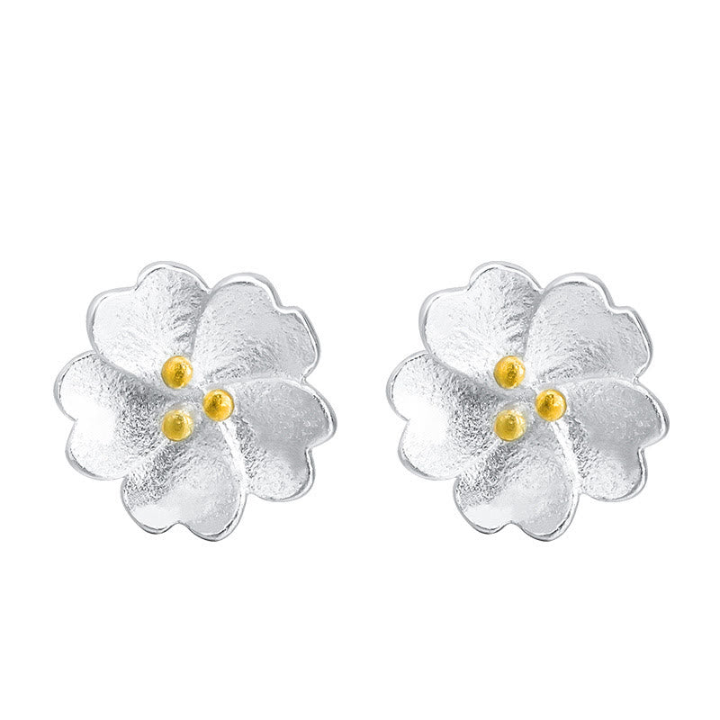 KarmaRipple's 925 Sterling Silver Cherry Blossoms Floral Calm Stud Earrings p9