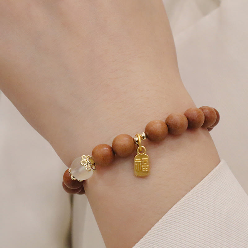 KarmaRipple's Sandalwood Cat's Eye Fu Character Talisman Protection Bracelet p5