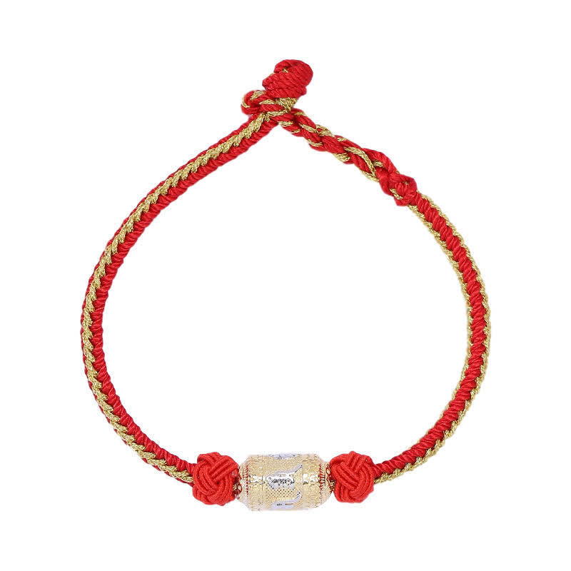 KarmaRipple's 925 Sterling Silver Om Mani Padme Hum Prayer Wheel Fortune Strength Red String Bracelet p10