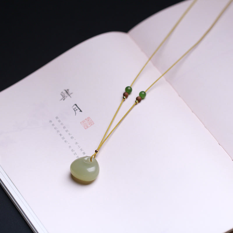 KarmaRipple's Authentic Hetian Jade Small Bag Pattern Prosperity String Pendant Necklace p11