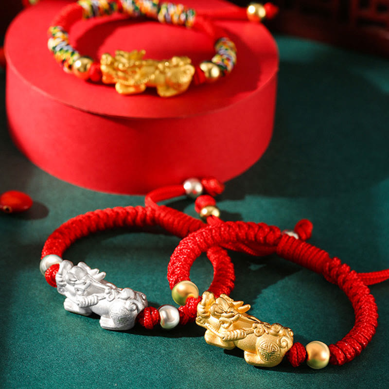 KarmaRipple's 999 Sterling Silver PiXiu Wealth King Kong Weave String Woven Kids Child Bracelet p16