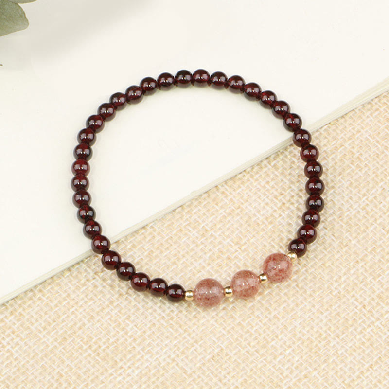 KarmaRipple's Authentic Garnet Strawberry Quartz Calm Bracelet p28