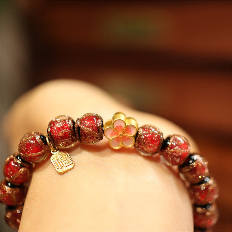 KarmaRipple's Tibetan Gold Swallowing Beast Family Five God Of Wealth Thangka Fortune Bead Bracelet p14