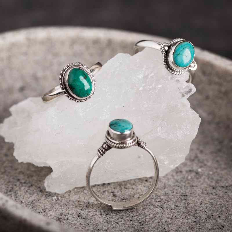 KarmaRipple's 925 Sterling Silver Turquoise Wisdom Love Ring p17