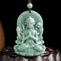 KarmaRipple's Four-armed Avalokitesvara Authentic Jade Amulet Blessing String Pendant