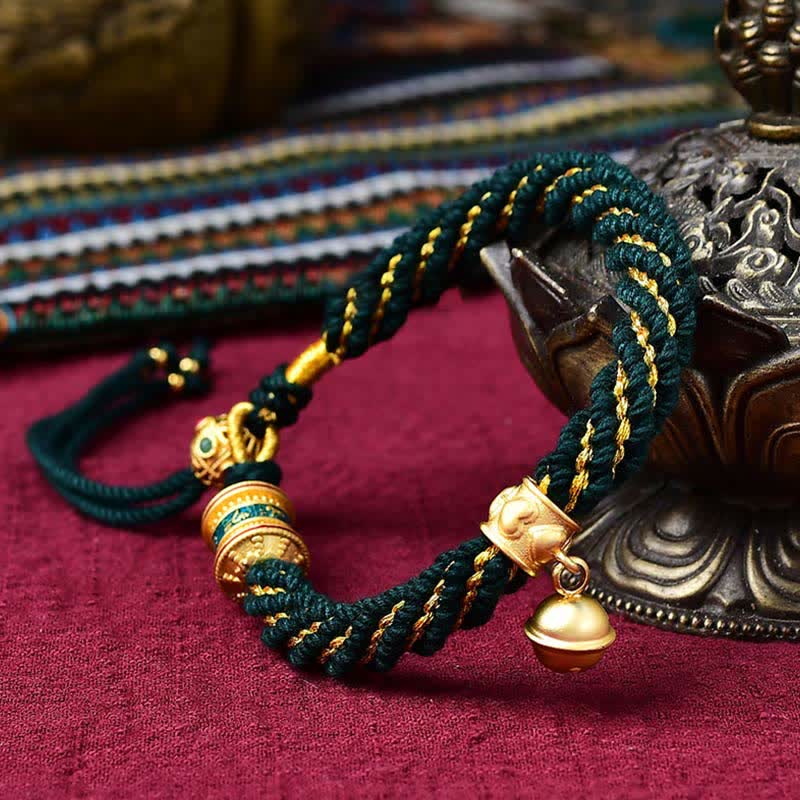 KarmaRipple's Tibetan Handmade Fortune Protection Thangka Prayer Wheel Bell Talisman Braid String Bracelet p29