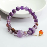 KarmaRipple's Authentic Amethyst Purple Phantom Gemstone Spiritual Awareness Bracelet