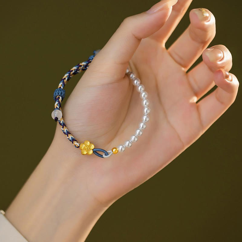 KarmaRipple's 925 Sterling Silver Peach Blossom Pearl Chalcedony Balancing Rope Bracelet p7