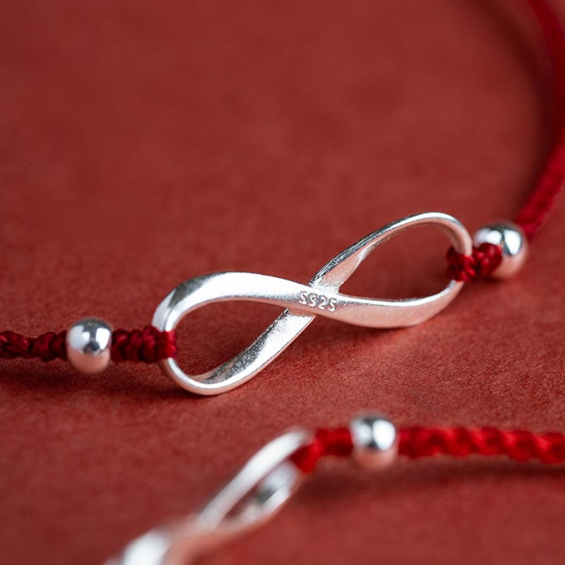 KarmaRipple's 925 Sterling Silver Endless Weave Protection Fortune Red String Bracelet Anklet p16