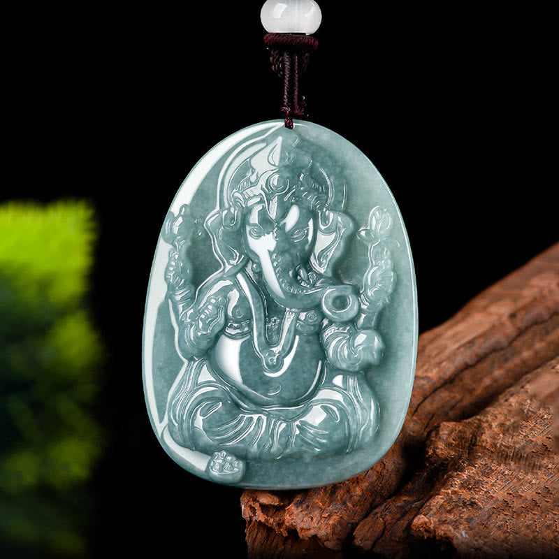 KarmaRipple's Authentic Jade Ganesh Ganpati Elephant Protection Amulet Pendant Necklace p7