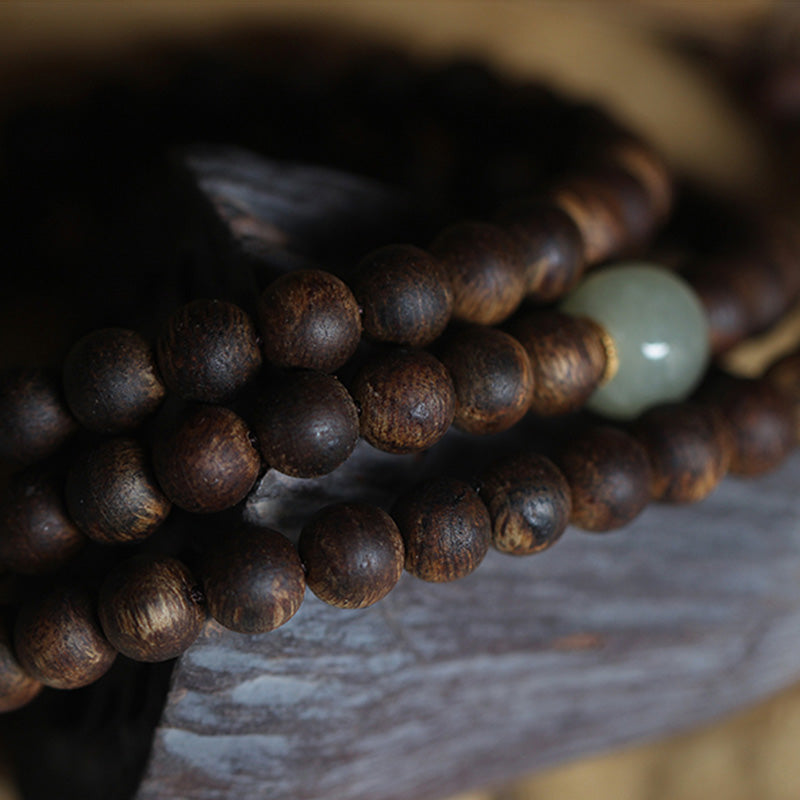 KarmaRipple's 108 Mala Beadwork Nha Trang Bai Qinan Agarwood Jade 999 Gold Peace Bracelet (Only one in stock) p8