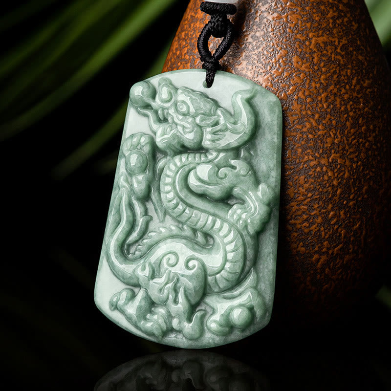 KarmaRipple's Year of the Dragon Chinese Zodiac Dragon Jade Success Amulet Pendant Necklace p2