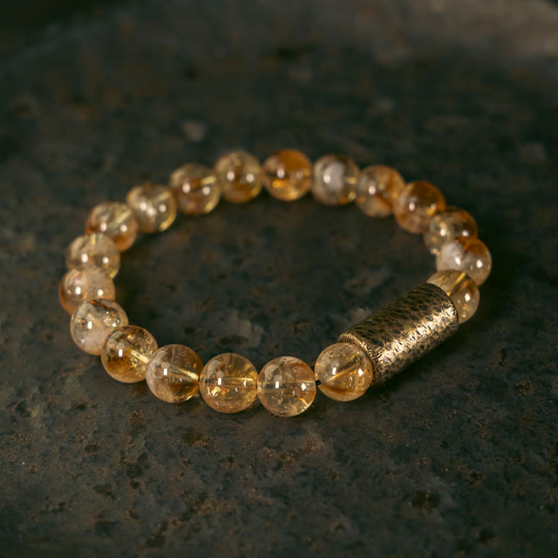 KarmaRipple's Authentic Citrine Gemstone Brass Bead Protection Bracelet p1