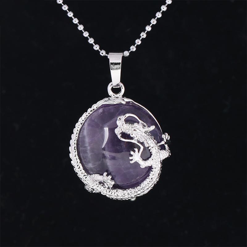 KarmaRipple's Chinese Dragon Authentic Quartz Gemstone Balancing Energy Pendant Necklace p35