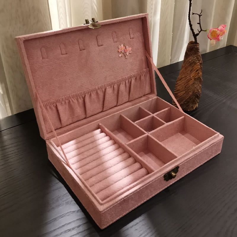 KarmaRipple's Flowers Dragonfly Jewelry Box Organizer Single Layer Jewelry Storage Box Flannel Box p14