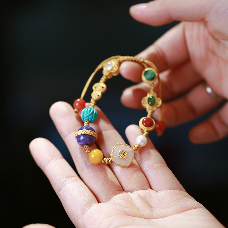 KarmaRipple's 925 Sterling Silver Authentic Hetian Jade Amber Red Agate Crystals Fortune Bracelet p8