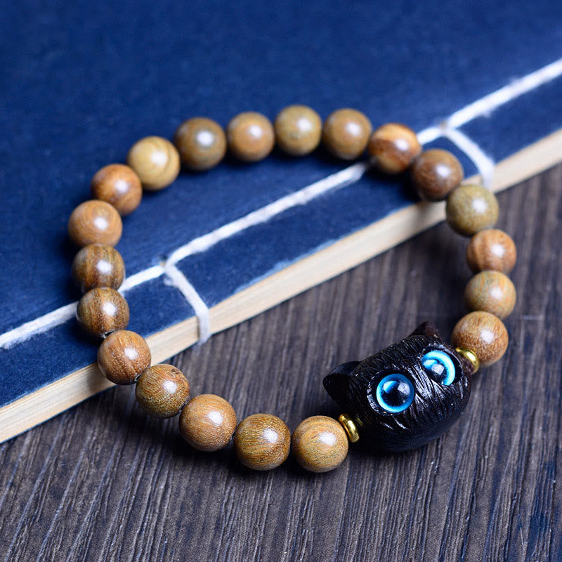 KarmaRipple's Ebony Wood Green Sandalwood Red Sandalwood Lovely Cat Balance Bracelet p17