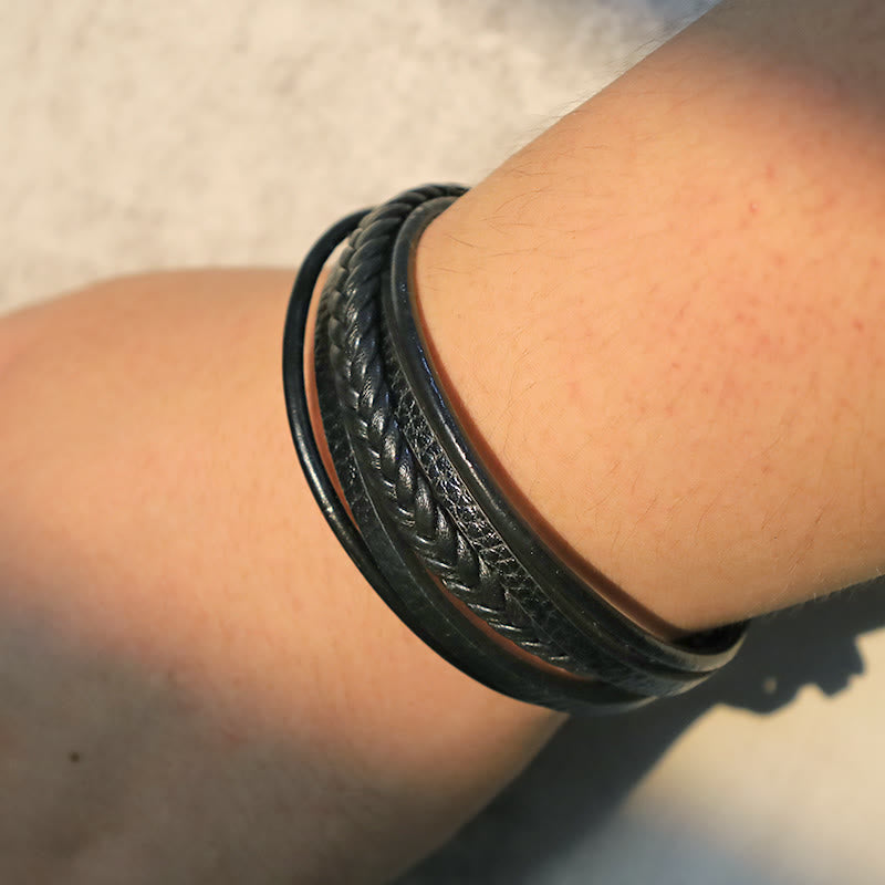 KarmaRipple's Authentic Lava Rock Black Onyx Bead Leather Bracelet p17