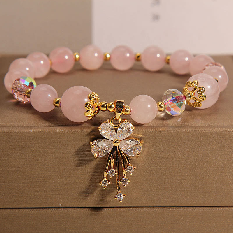 KarmaRipple's Aquamarine Pink Gemstone Balancing Zircon Butterfly Talisman Bracelet p2