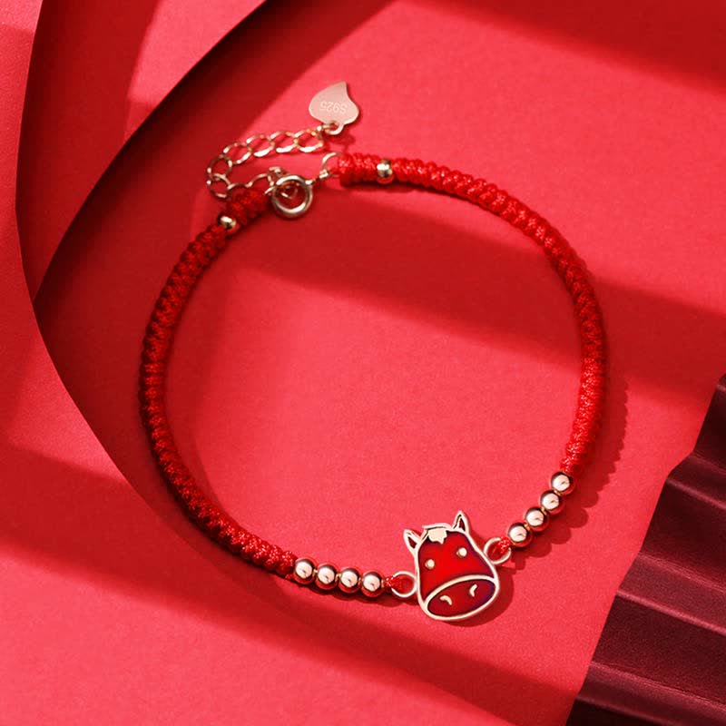 KarmaRipple's 925 Sterling Silver Chinese Zodiac Fortune Faith Discolor Red String Bracelet p34