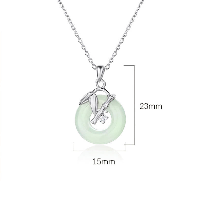 KarmaRipple's 925 Sterling Silver Hetian Jade Bamboo Leaf Peace Buckle Prosperity Pendant Necklace p6