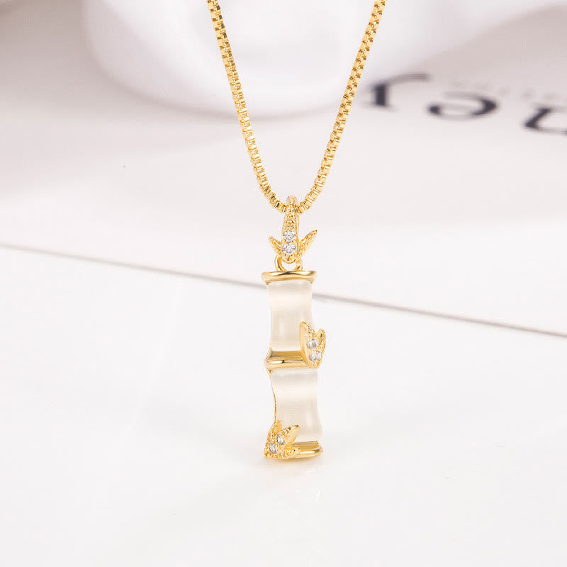 KarmaRipple's Chalcedony Bamboo Pattern Balance Pendant Necklace p1