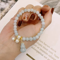 KarmaRipple's Authentic Jade Pearl Gourd Prosperity Fortune Bracelet