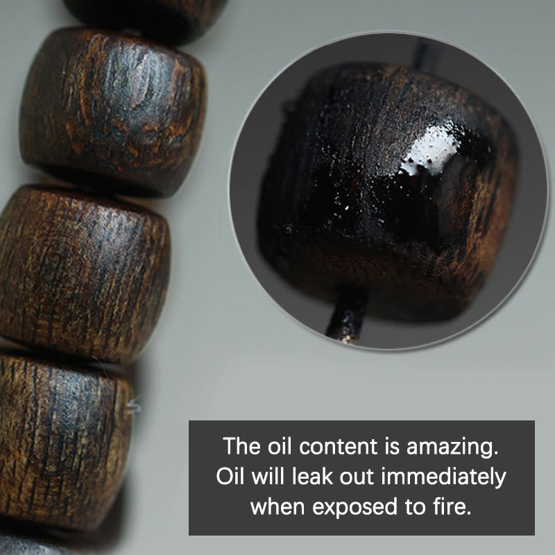 KarmaRipple's Nha Trang Rare Bai Qinan Agarwood Cyan Jade Red Agate Laughing Buddha Tibetan Bone Strength Meditation Bracelet p22