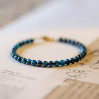 KarmaRipple's Authentic Blue Tiger Eye Stone Protection Chain Bracelet