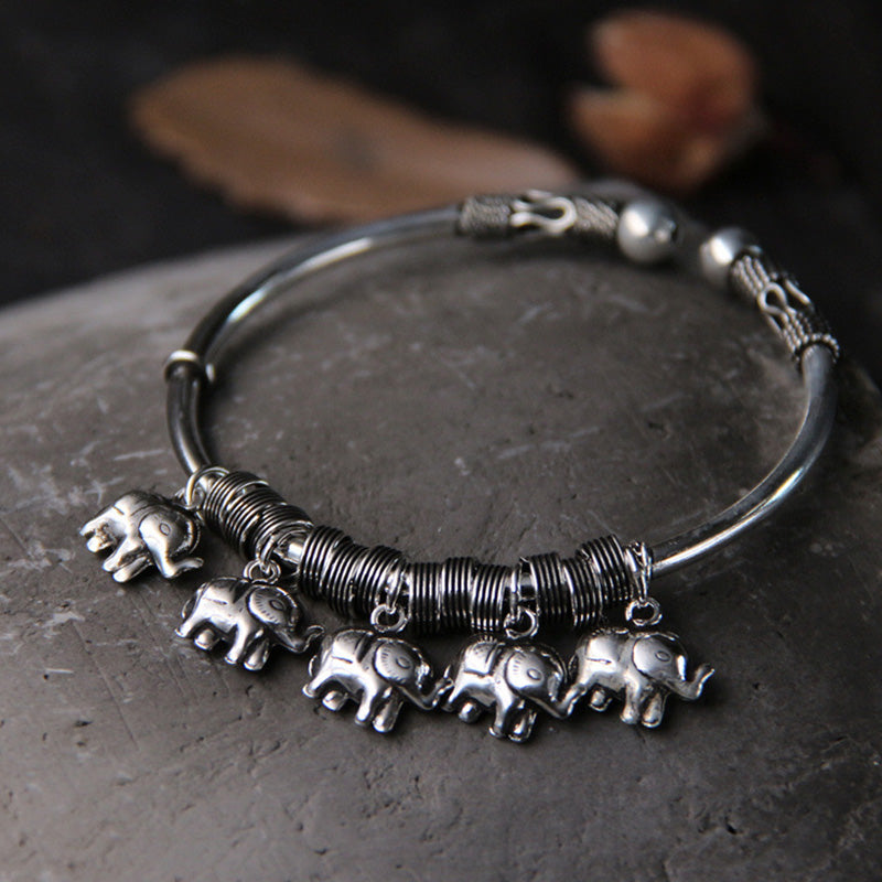 KarmaRipple's 925 Sterling Silver Elephant Strength Bracelet Bangle p14