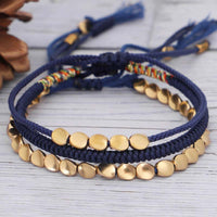 KarmaRipple's 3 PCS Tibetan Bronze Beadwork Balancing Protection Fortune Bracelet Set