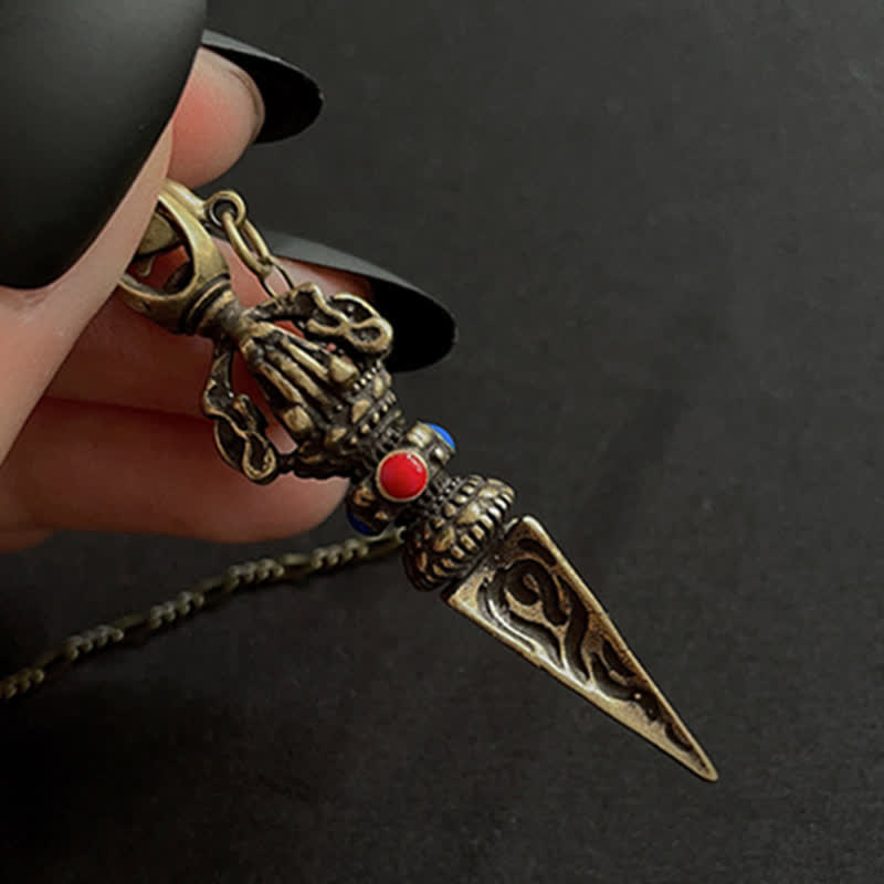 KarmaRipple's Pentagram Eye of God Feather Hamsa Bronze Balancing Pendant Necklace Pendulum p11