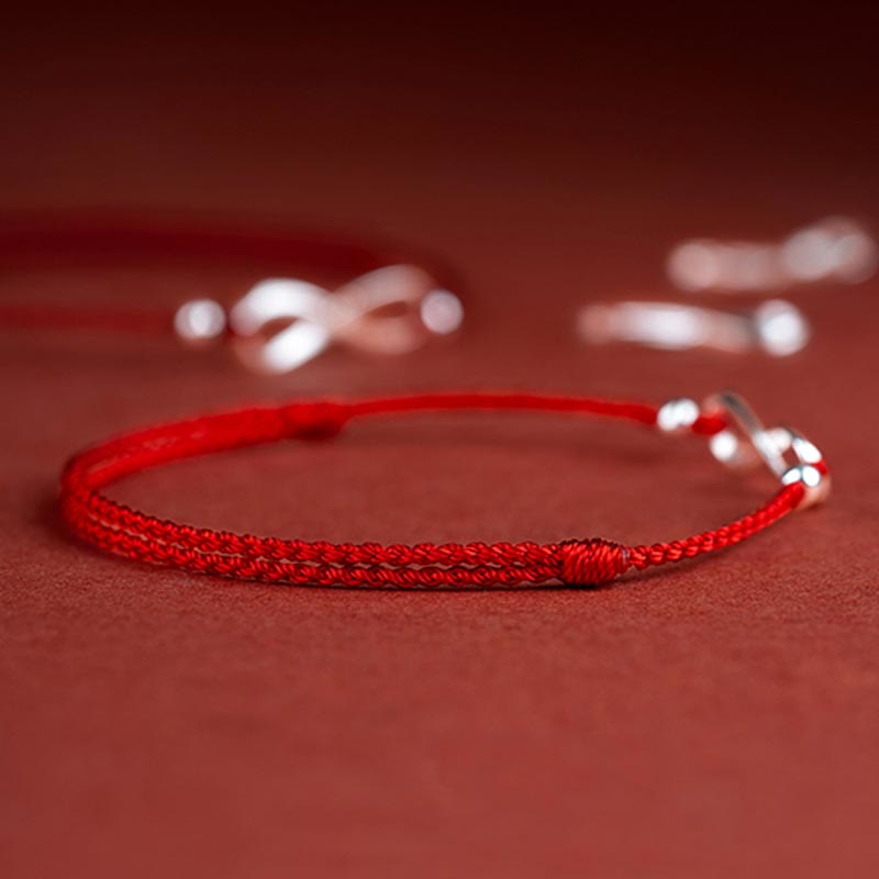 KarmaRipple's 925 Sterling Silver Endless Weave Protection Fortune Red String Bracelet Anklet p11