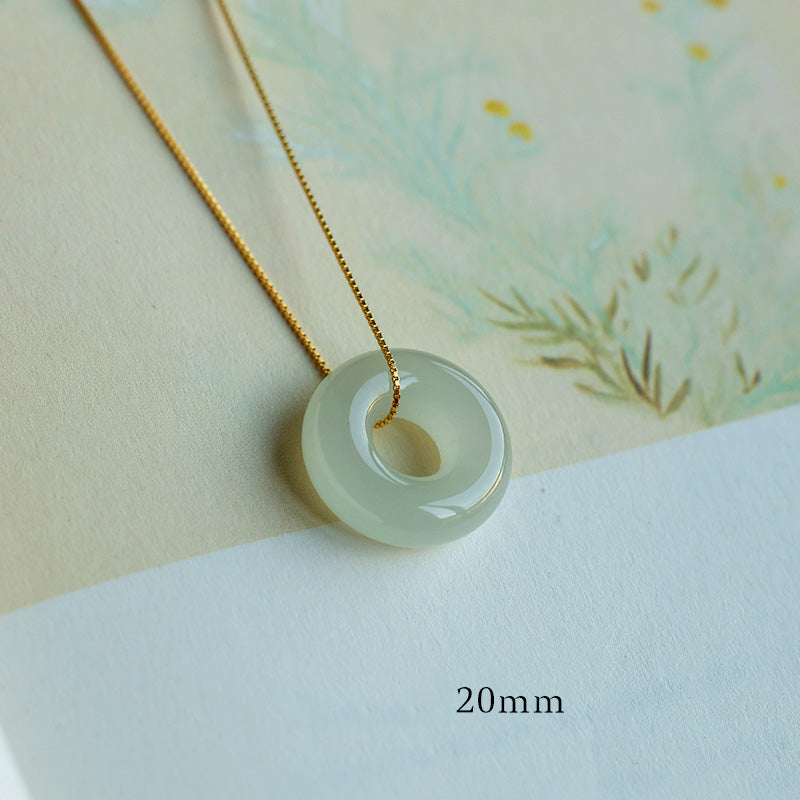 KarmaRipple's Authentic Round Jade Peace Buckle Fortune Abundance Pendant Necklace p29