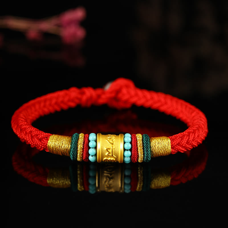 KarmaRipple's Tibet 999 Gold Om Mani Padme Hum Handmade Eight Thread Peace Weave Fortune Bracelet p33