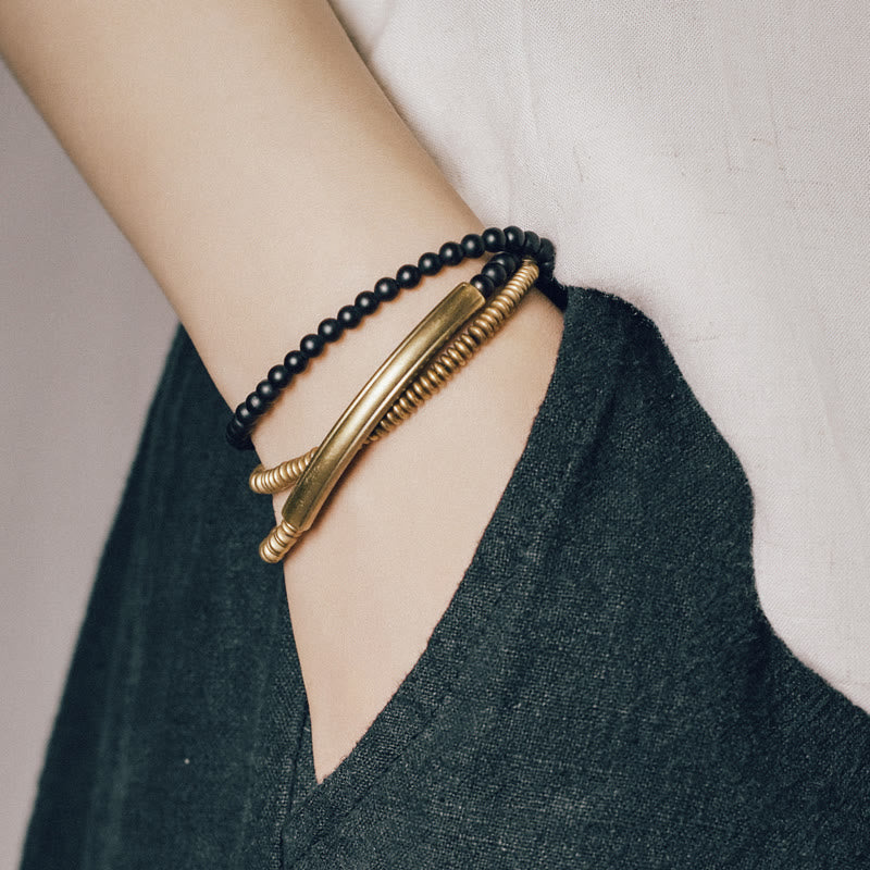 KarmaRipple's Tibetan Various Agate Stone Bronze Protection Triple Wrap Bracelet p7