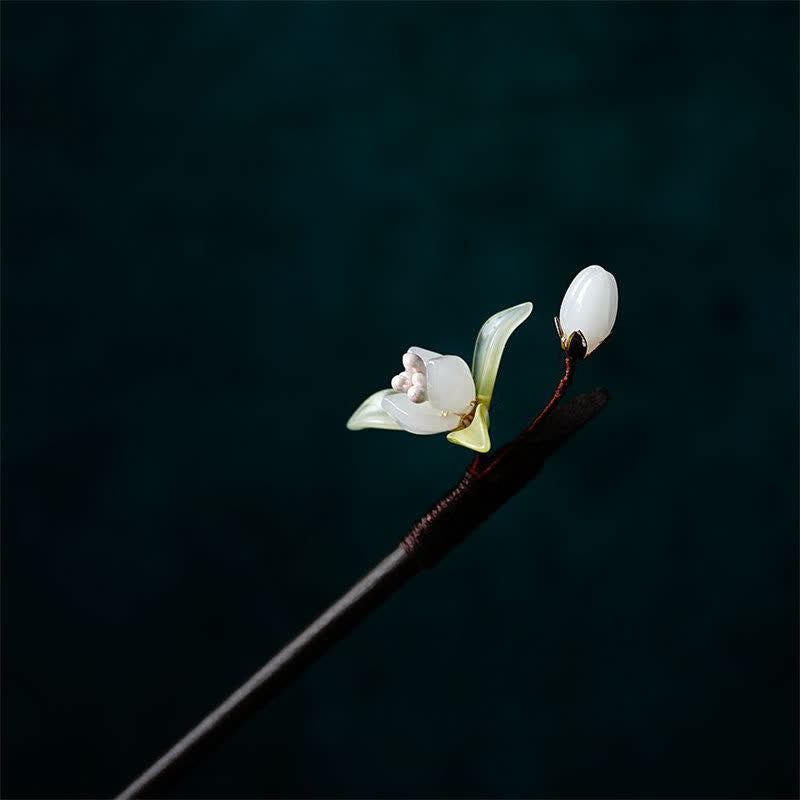 KarmaRipple's Pearl Flower Leaf Butterfly Happiness Hairpin p11